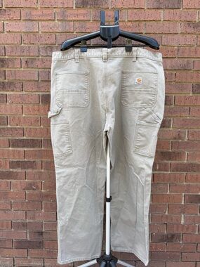 Carhartt Pants Mens 44 X 32 Khaki Beige Relaxed Fit Rugged Flex Utility Jeans